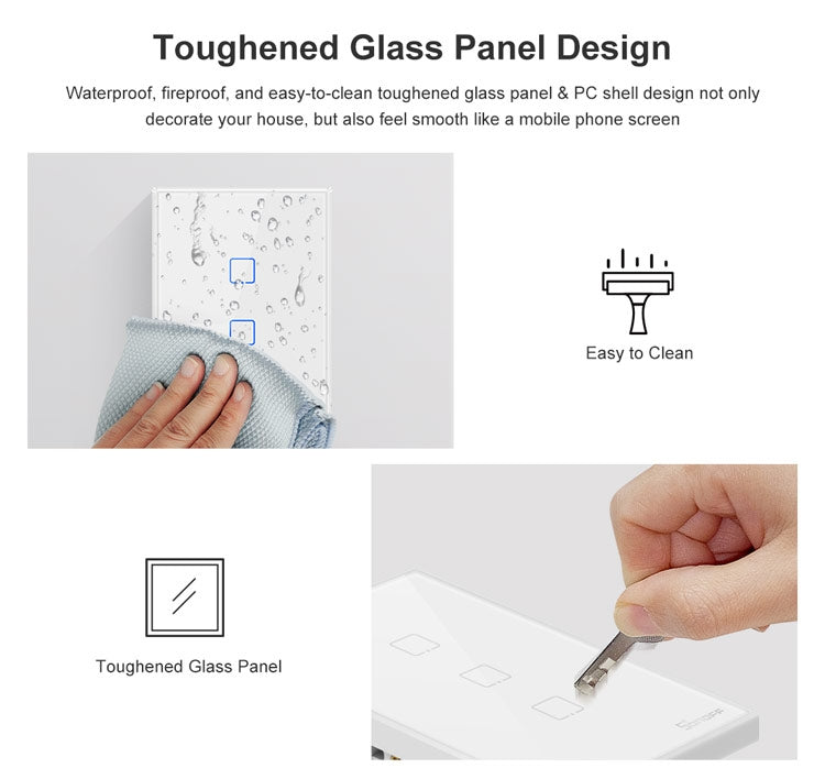 Sonoff T2 Touch 120mm Tempered Glass Panel Wall Touch Switch