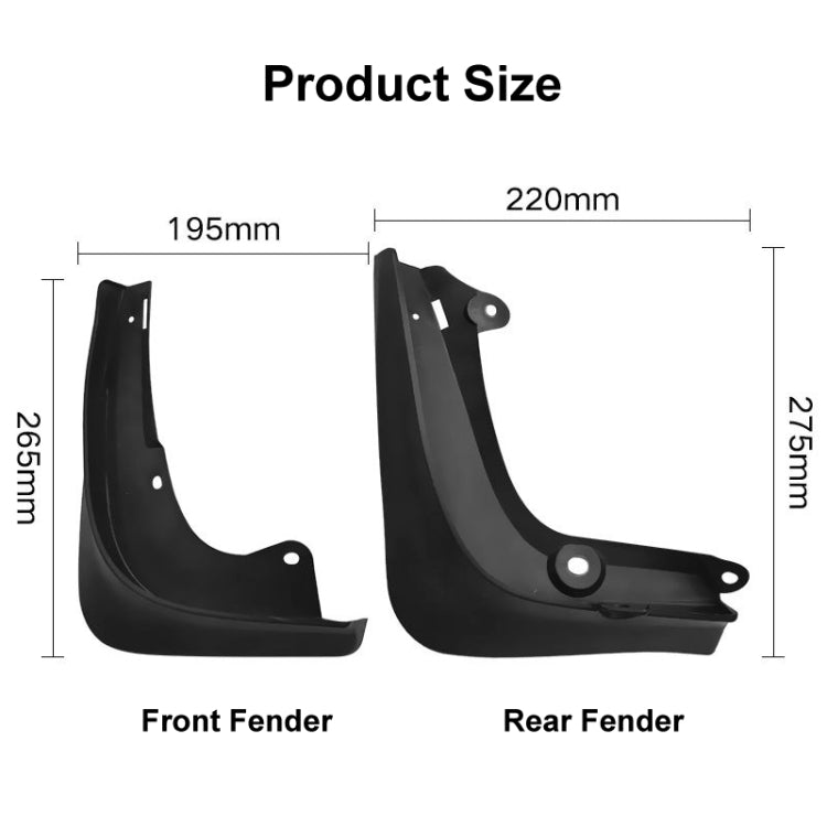 4pcs/Set Car Splash Mudguards For TESLA MODEL S 2014-2020