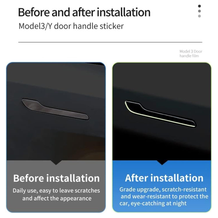 For Tesla Model 3 / Y Car Door Handle Luminous Sticker