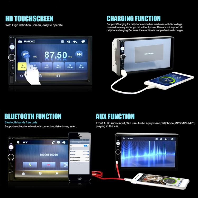 7010B HD 2 Din 7 inch Car Bluetooth  MP5 Player