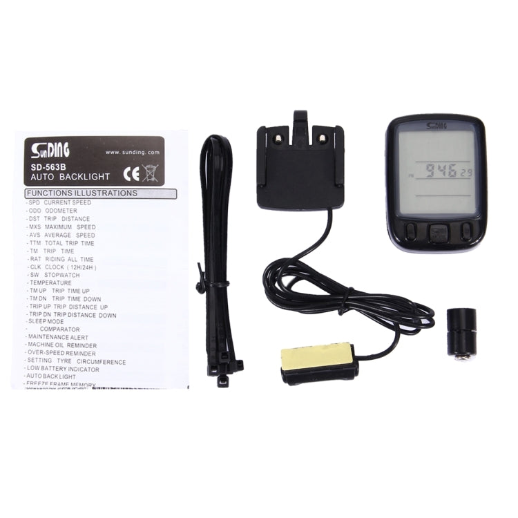 SunDing SD-563B Bicycle LCD Screen Waterproof  Odometer