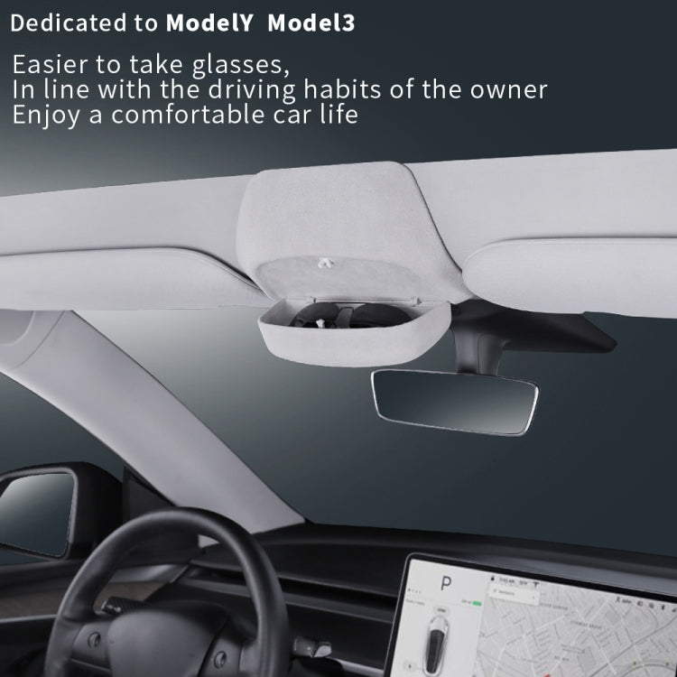 Suede Wrap Version Sunglasses Storage Box for Tesla Model 3 2019-2023