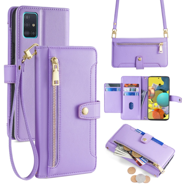 Sheep Texture Cross-body Zipper Wallet Leather Phone Case