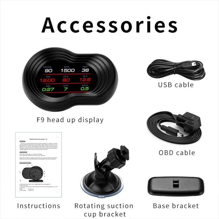 F9 OBD2 + GPS Mode Car HUD Head-up Display