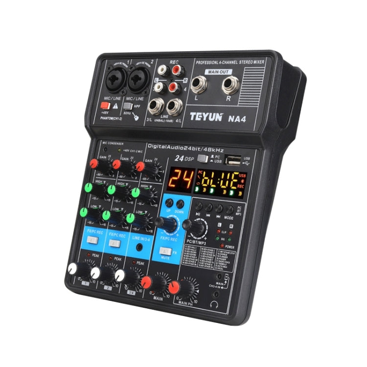 TEYUN NA4 4-channel Small Mixing Console Mixer, US Plug