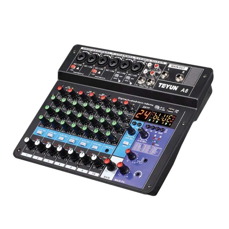 TEYUN NA8 8-channel Small Mixing Console Mixer, EU Plug
