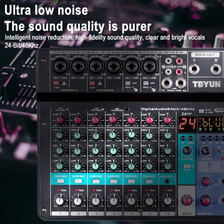 TEYUN NA8 8-channel Small Mixing Console Mixer, EU Plug
