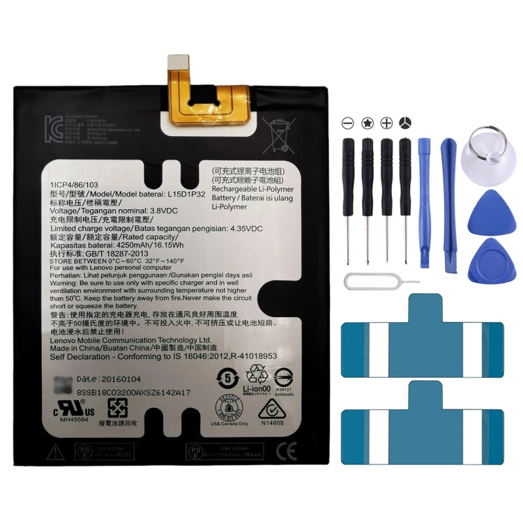 4250mAh L15D1P32 Li-Polymer Battery for Lenovo Tab3 8 Plus