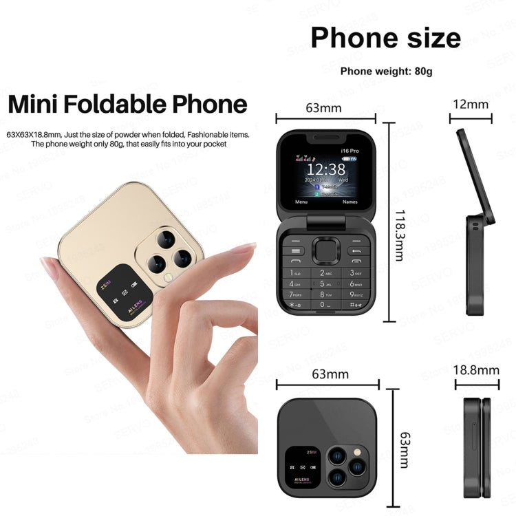 SERVO i16 Pro 1.77 inch Mini Flip Phone
