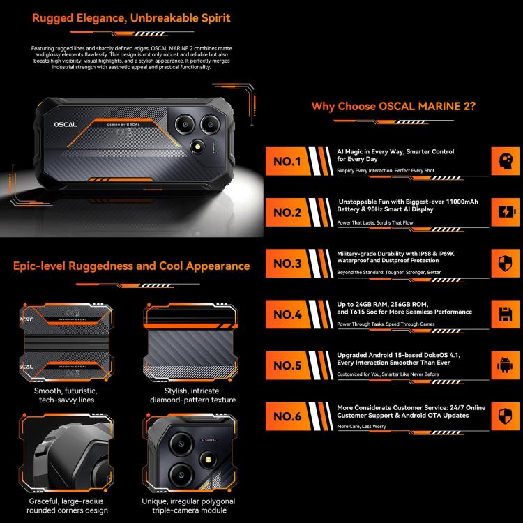 Blackview Oscal Marine 2 Rugged Smartphone – 11000mAh, Android 15