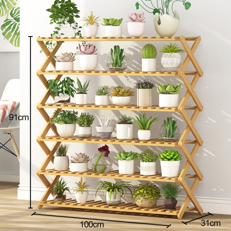 100CM 6-Layer Collapsible Solid Wood Potted Planting Shelves