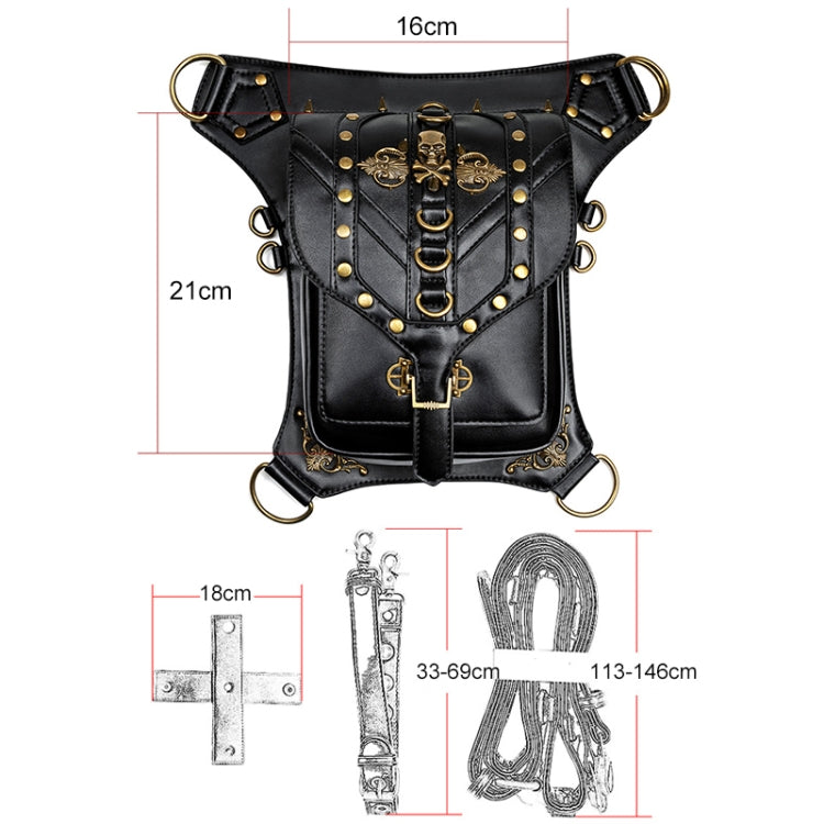 FHG131BK Skull Head PU Leather One-shoulder Bag for Ladies
