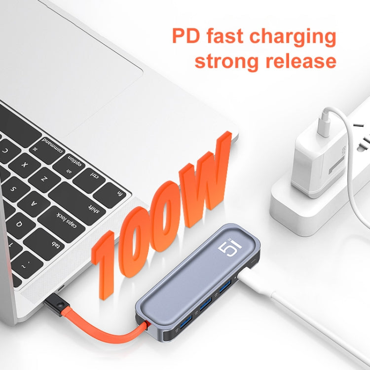 TR21 Type-C to HDMI + USB3.0 x 3 + PD 5 in 1 Docking Station
