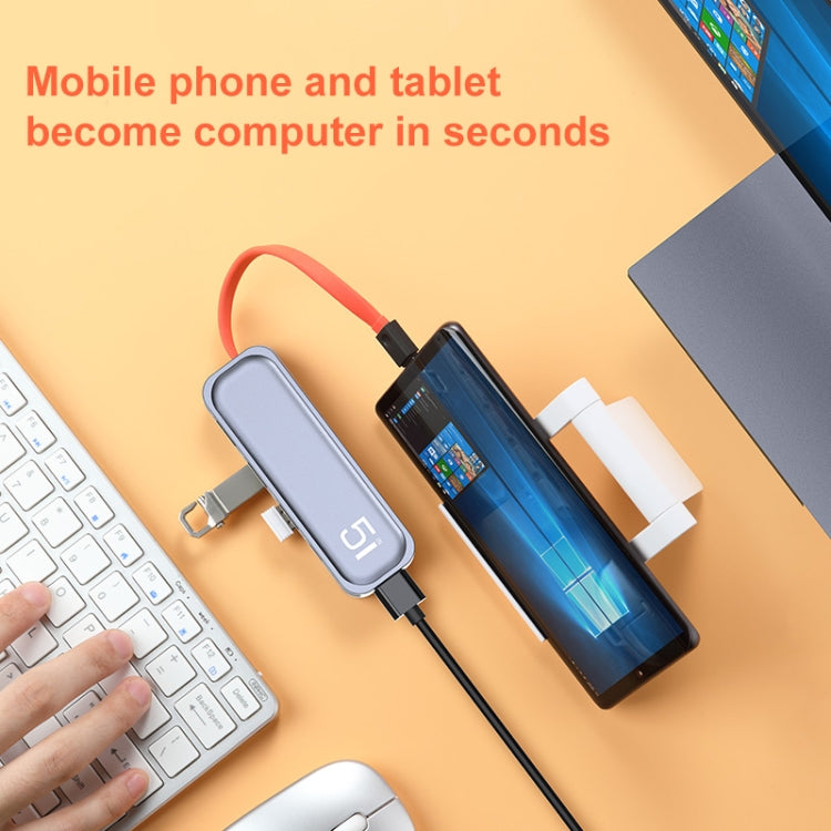 TR21 Type-C to HDMI + USB3.0 x 3 + PD 5 in 1 Docking Station
