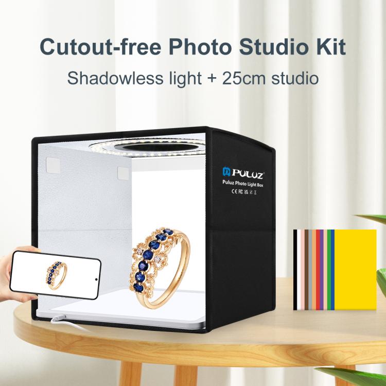 PULUZ 25cm Folding Photo Lighting Studio + Shadowless Light