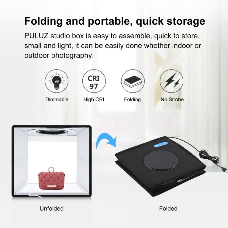 PULUZ 25cm Folding Photo Lighting Studio + Shadowless Light