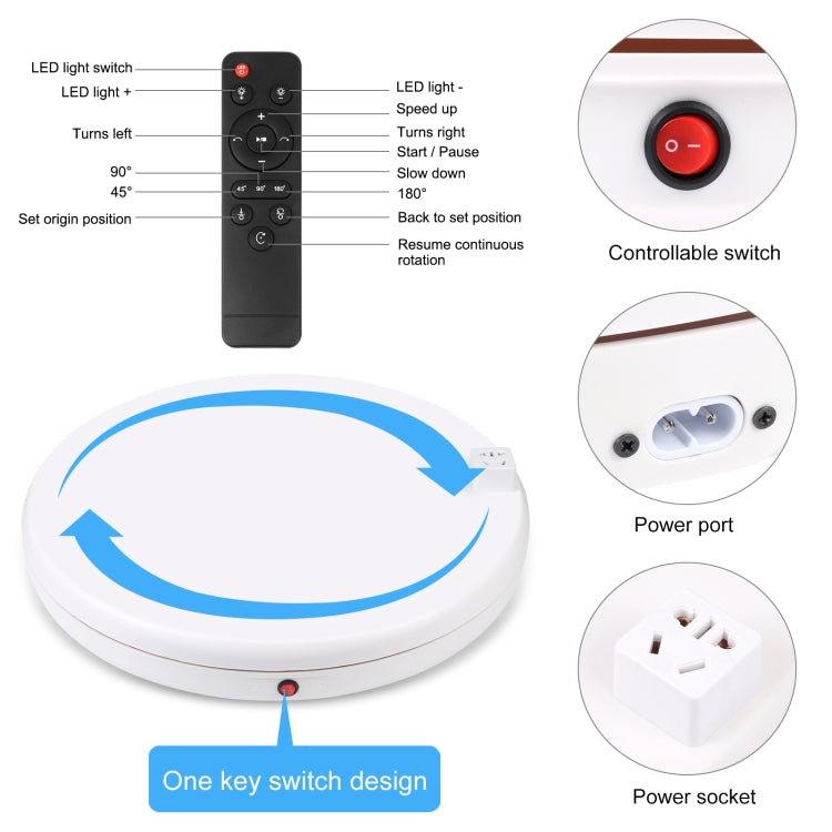 45cm Adjusting Speed Rotating Turntable with Power Socket