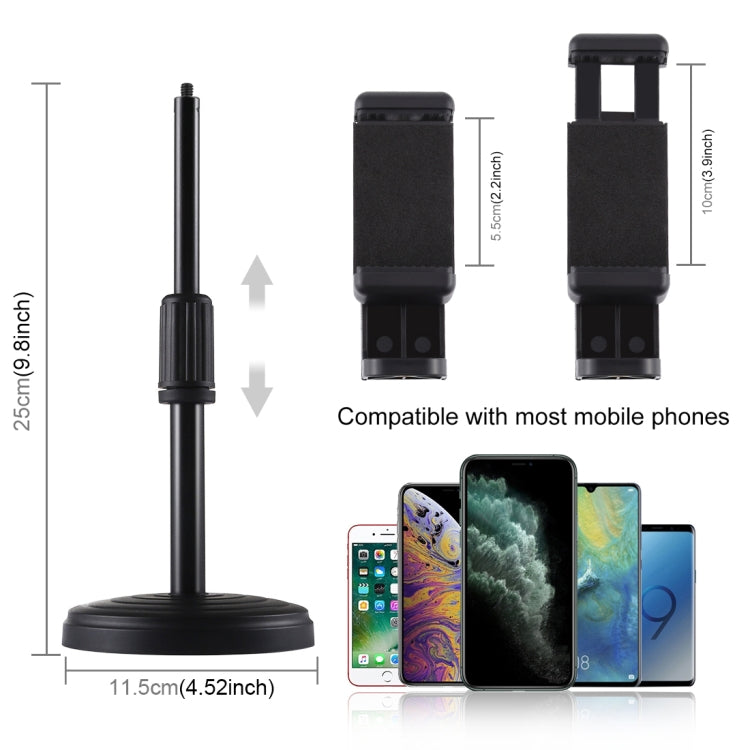 Round Base Desktop Mount with Phone Clamp