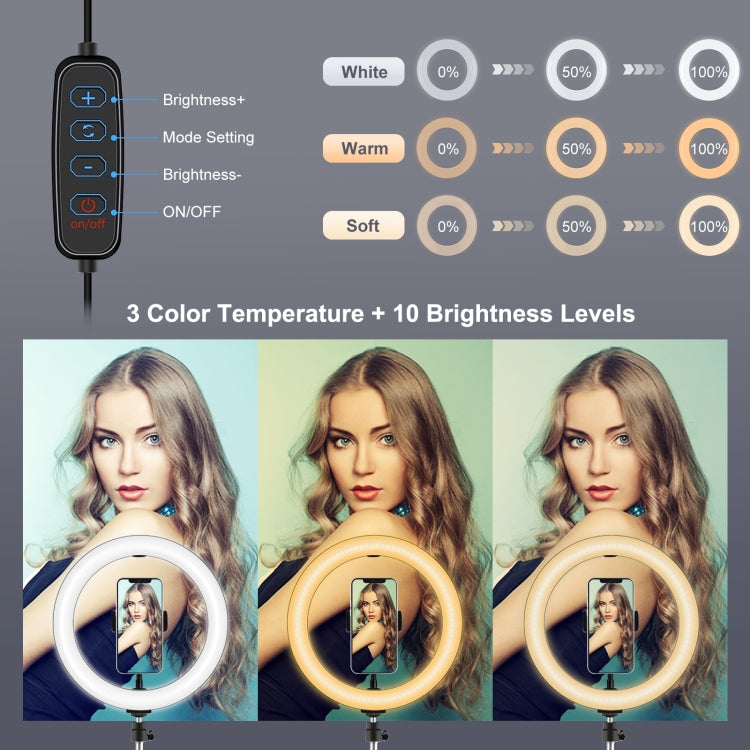 10.2 inch 26cm USB 3 Modes Dimmable LED Ring Light