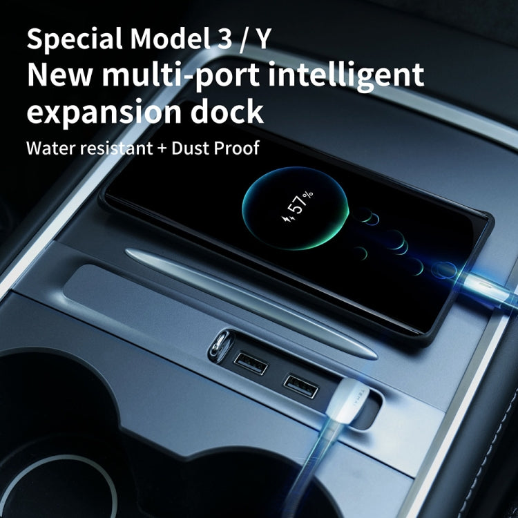 For Tesla Model 3/Y Car T09 USB Hub Docking Station
