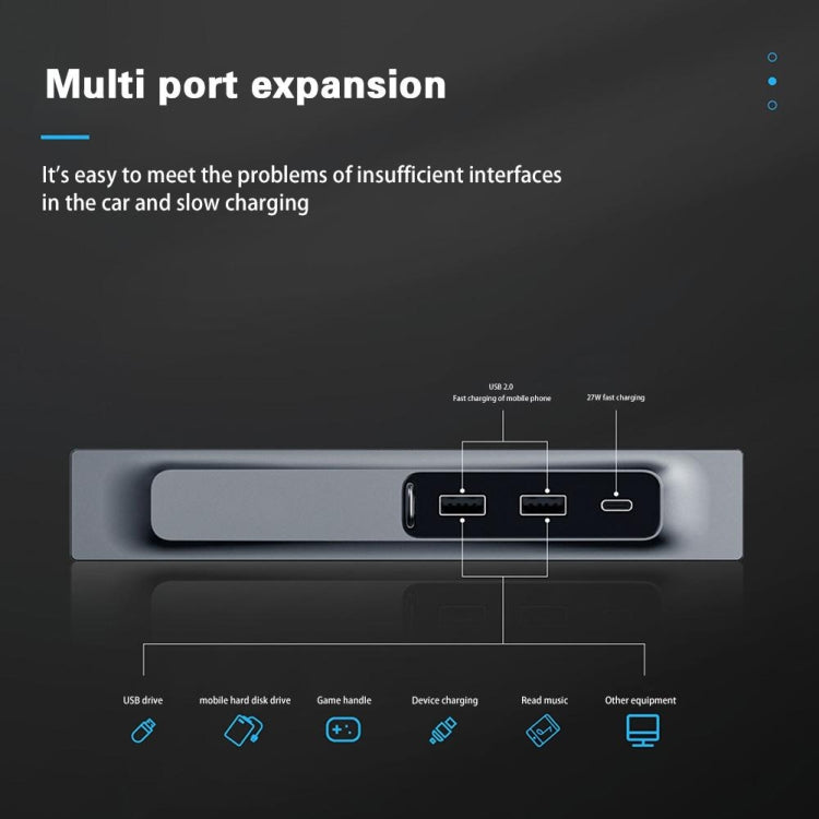 For Tesla Model 3/Y Car T09 USB Hub Docking Station