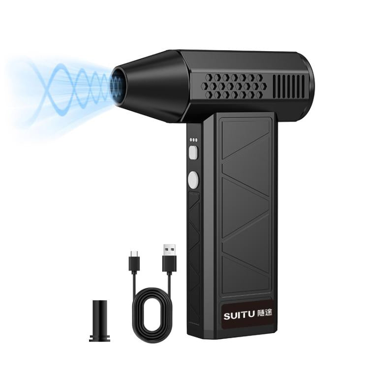 Mini rechargeable air duster vacuum stored easily in a small drawer or travel bag