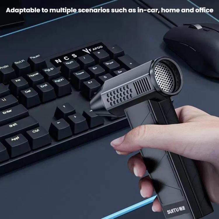 Rechargeable cordless air duster with dual 2500mAh batteries and fast Type-C charging port.