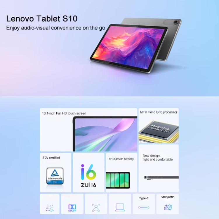Lenovo S10 Tablet 10.1 inch WiFi 8GB+128GB, Recovery Version