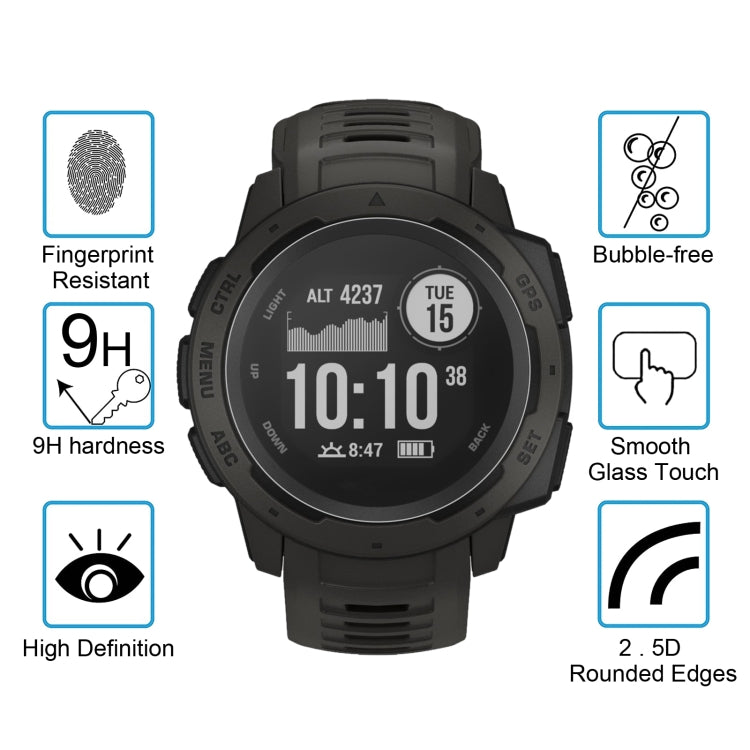 2 PCS ENKAY Hat-Prince 0.2mm 9H 2.15D Curved Edge Tempered Glass Film for Garmin Instinct Intelligent Sports Watch, 2 PCS Garmin Instinct - NMNYSX