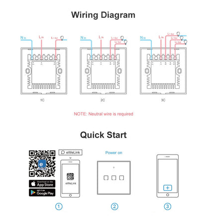 Sonoff T2 Touch 86mm Tempered Glass Panel Wall Touch Switch
