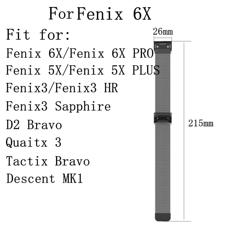 For Garmin Fenix 6X Milanese Watch Band, For Garmin Fenix 6X - NMNYSX