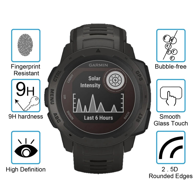For Garmin Instinct 0.26mm 2.5D 9H Tempered Glass Film Screen Protector, For Garmin Instinct - NMNYSX
