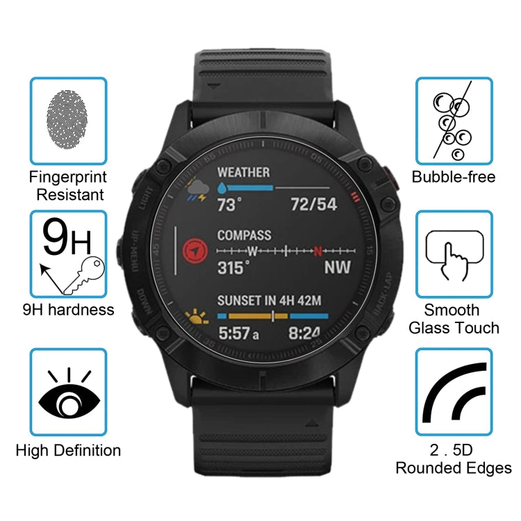 For Garmin Fenix 6 Pro 0.26mm 2.5D 9H Tempered Glass Film Screen Protector, For Garmin Fenix 6 Pro - NMNYSX