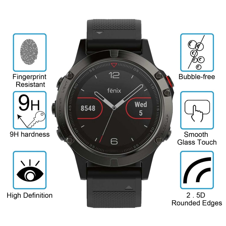 2 PCS ENKAY Hat-Prince for Garmin Fenix 5 Smart Watch 0.2mm 9H Surface Hardness 2.15D Explosion-proof Tempered Glass Screen Film - NMNYSX