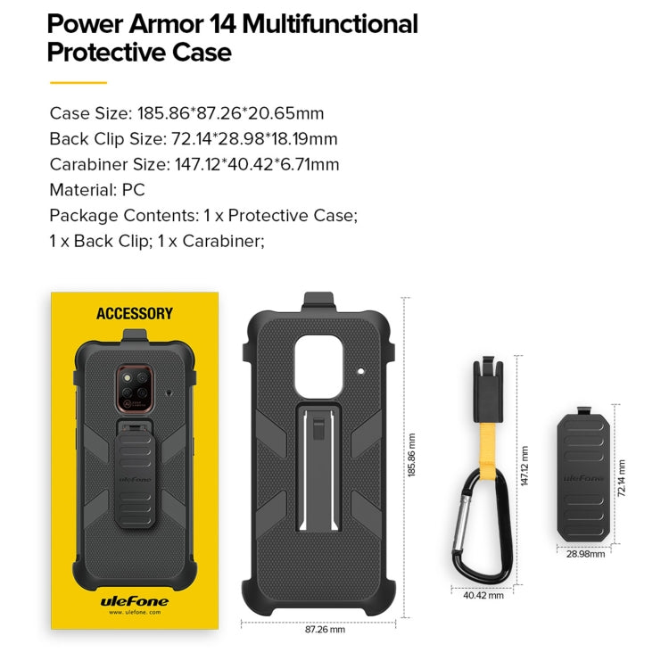 Ulefone Multifunctional TPU + PC Protective Case with Back Clip & Carabiner, For Ulefone Power Armor 14 - NMNYSX