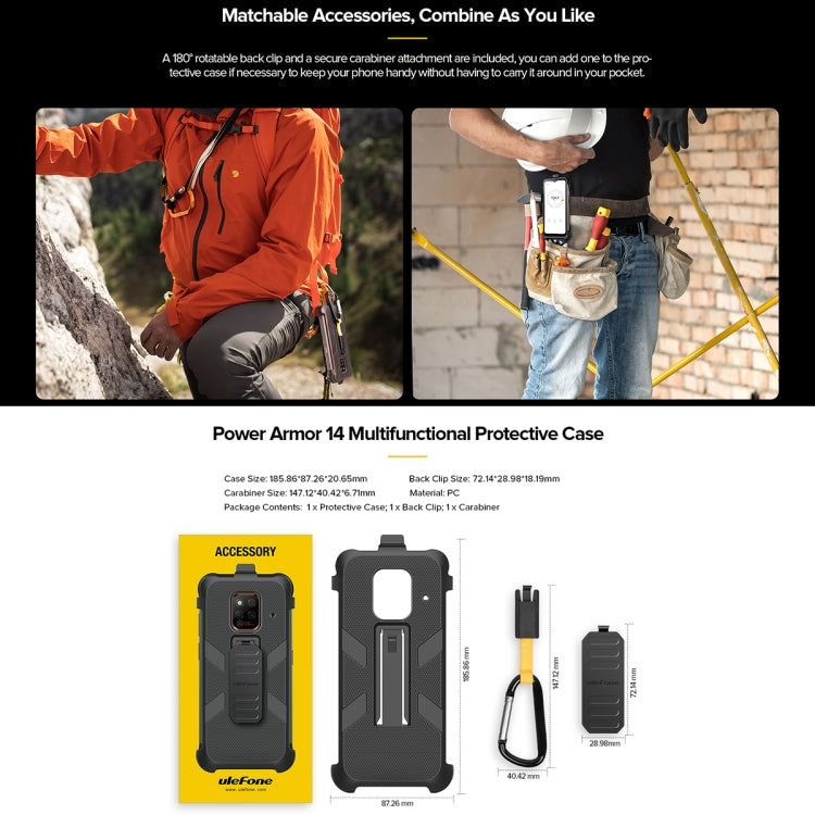 Ulefone Back Clip Phone Case with Carabiner, For Ulefone Power Armor 14 Pro, For Ulefone Armor X10 Pro - NMNYSX