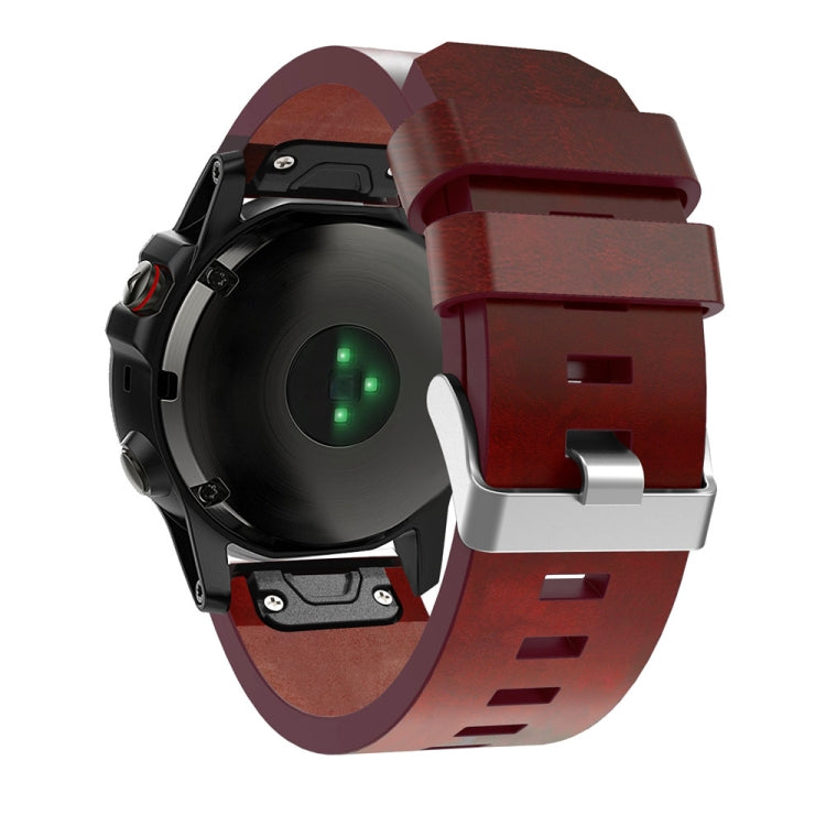 (Without Sewing Thread) Quick Release Leather Strap, For Garmin Fenix 5X - NMNYSX