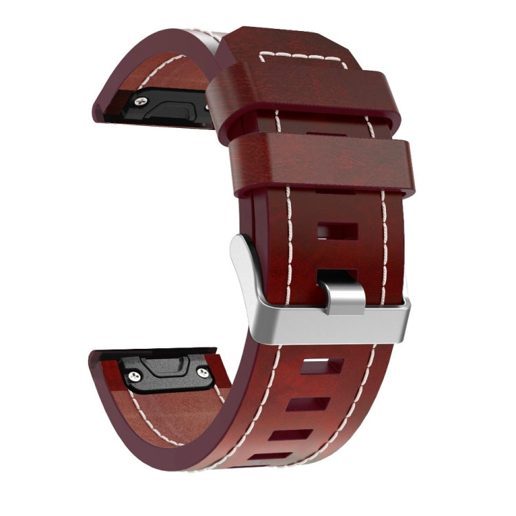 (With sewing thread) Quick-release Leather Strap, For Garmin Fenix 5X - NMNYSX