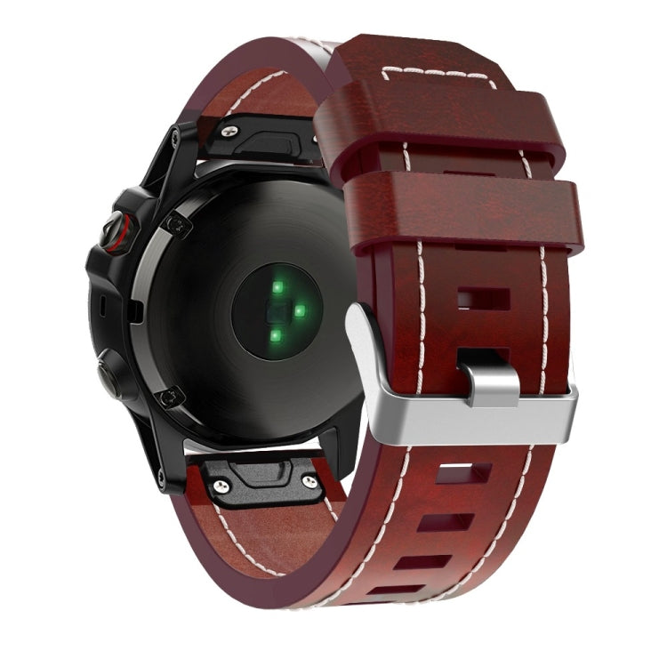 (With sewing thread) Quick-release Leather Strap, For Garmin Fenix 5X - NMNYSX