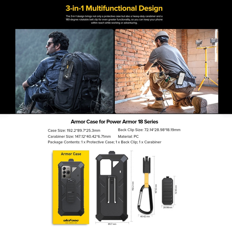 For Ulefone Power Armor 18 Ultra / 18T / 18T Ultra / 19 / 19T  Ulefone Back Clip Phone Case with Carabiner, For Ulefone Power Armor 18 Ultra / 18T / 18T Ultra - NMNYSX