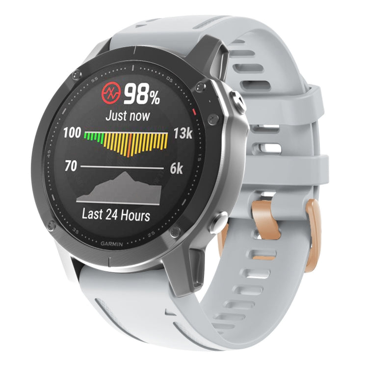 20mm Rose Gold Buckle Silicone Watch Band, For Garmin Fenix 7S / 6S Pro / 5S Plus - NMNYSX