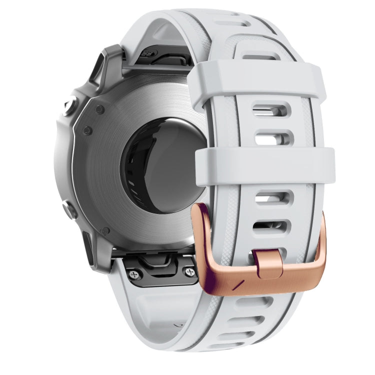 20mm Rose Gold Buckle Silicone Watch Band, For Garmin Fenix 7S / 6S Pro / 5S Plus - NMNYSX