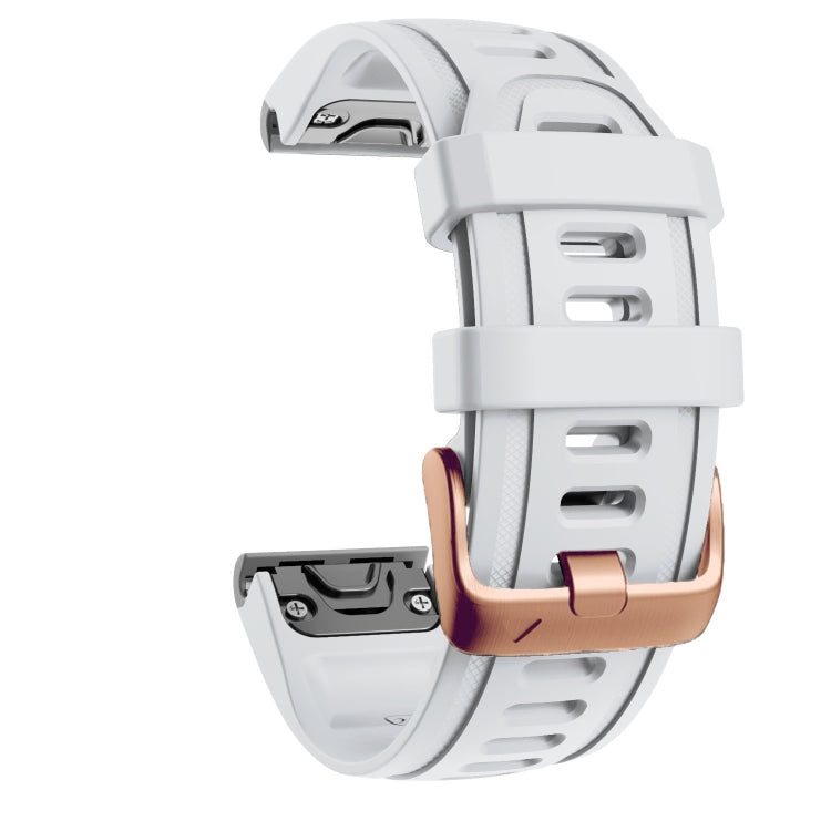 20mm Rose Gold Buckle Silicone Watch Band, For Garmin Fenix 7S / 6S Pro / 5S Plus - NMNYSX