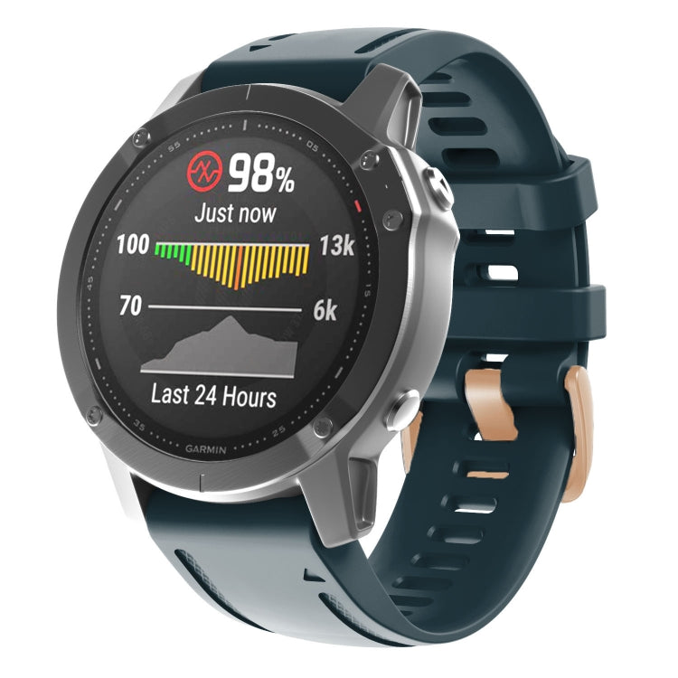 20mm Rose Gold Buckle Silicone Watch Band, For Garmin Fenix 7S / 6S Pro / 5S Plus - NMNYSX