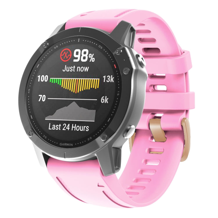 20mm Rose Gold Buckle Silicone Watch Band, For Garmin Fenix 7S / 6S Pro / 5S Plus - NMNYSX