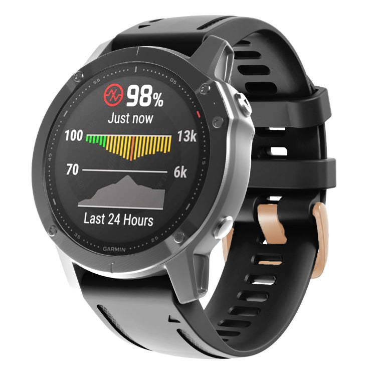 20mm Rose Gold Buckle Silicone Watch Band, For Garmin Fenix 7S / 6S Pro / 5S Plus - NMNYSX