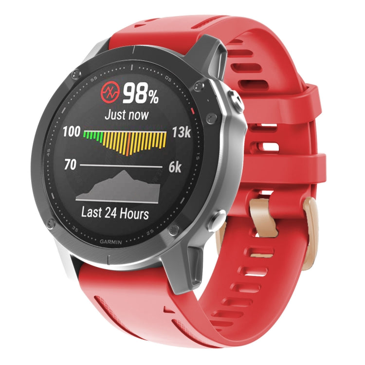 20mm Rose Gold Buckle Silicone Watch Band, For Garmin Fenix 7S / 6S Pro / 5S Plus - NMNYSX