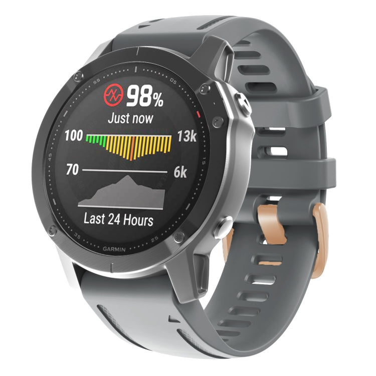 20mm Rose Gold Buckle Silicone Watch Band, For Garmin Fenix 7S / 6S Pro / 5S Plus - NMNYSX