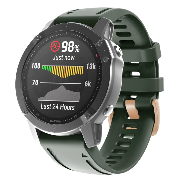 20mm Rose Gold Buckle Silicone Watch Band, For Garmin Fenix 7S / 6S Pro / 5S Plus - NMNYSX