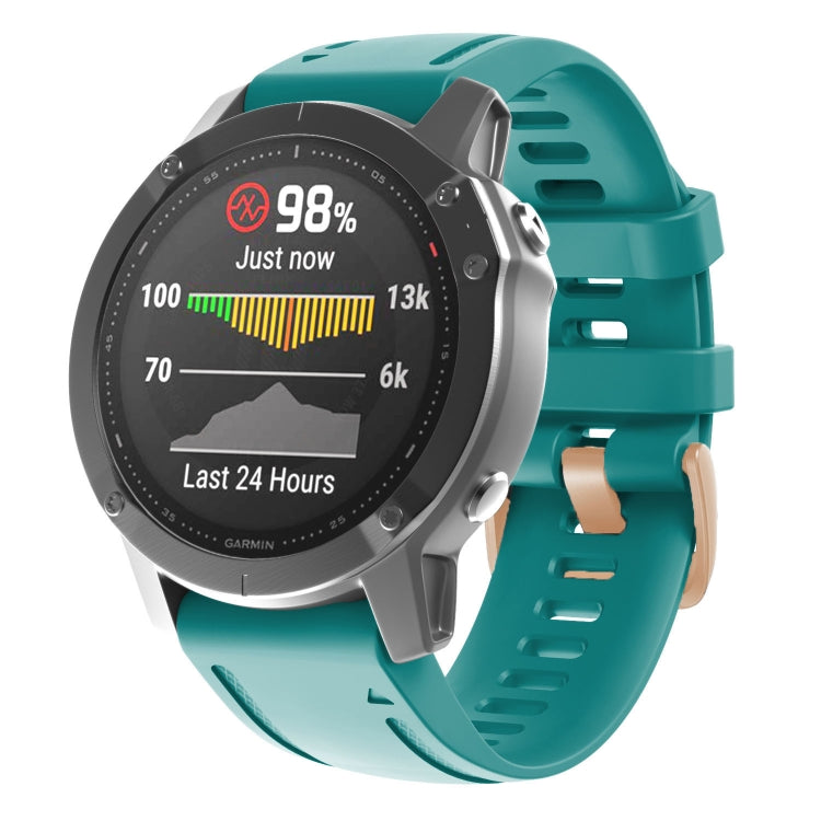 20mm Rose Gold Buckle Silicone Watch Band, For Garmin Fenix 7S / 6S Pro / 5S Plus - NMNYSX